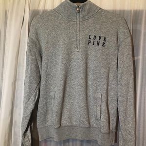 Gray PINK quarter zip sweatshirt